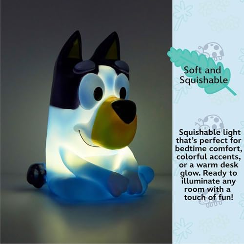 Idea Nuova Bluey Squishy Night Light,6" Soft Silicone LED Mood Lamp for Kids’ Bedrooms, Nursery Décor, Bluey Collectors, Birthday & Holiday Gifts