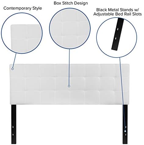 EMMA + OLIVER White Queen Quilted Tufted Headboard