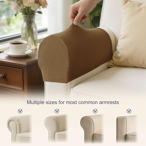SUBRTEX Stretch Couch Arm Covers Set of 2, Non-Slip Sofa Armrest Slipcovers