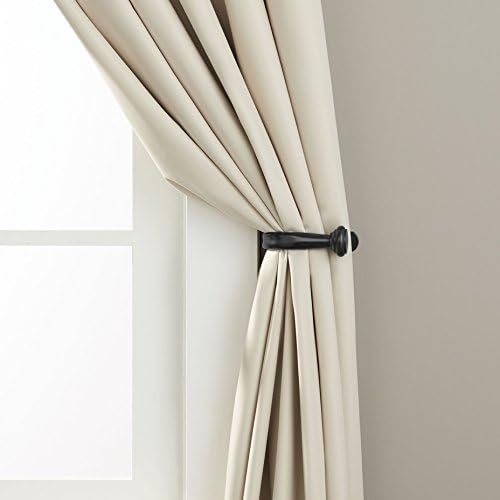Amazon Basics Decorative Curtain Tiebacks, Sturdy and Easy to Install Holdbacks, Set of 2, Black (Pack of 2)