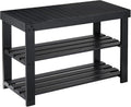 Pipishell 3 Tier Bamboo Shoe Rack Bench for Entryway, Black