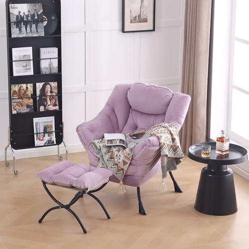 LITA Lazy Chair with Ottoman, Comfy Accent Reading Chair