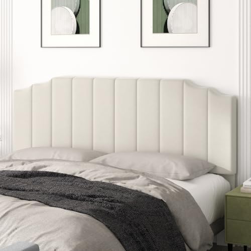Befurtori King Size Headboard Only, Velvet Wall Mount Headboard, Cream