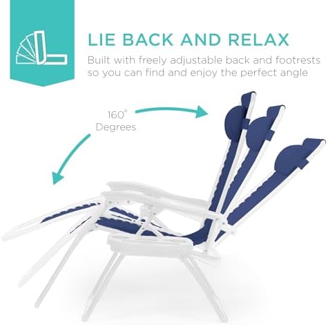 Best Choice Products Zero Gravity Chair Recliner, Navy/White