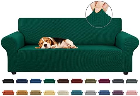 KEKUOU Stretch Couch Covers for Sofa, 3 Cushion Couch Slipcover,Hunter