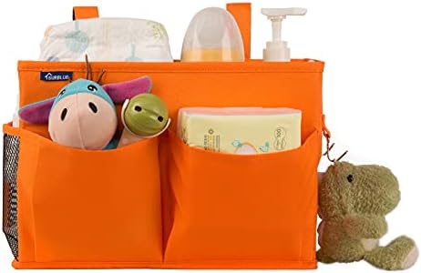 Surblue Caddy Hanging Organizer Bedside Storage Bag for Bunk and Hospital Beds, Orange, Small