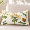 Embroidered Floral Lumbar Pillow Cover 20x12 Inch, Meadow Flower