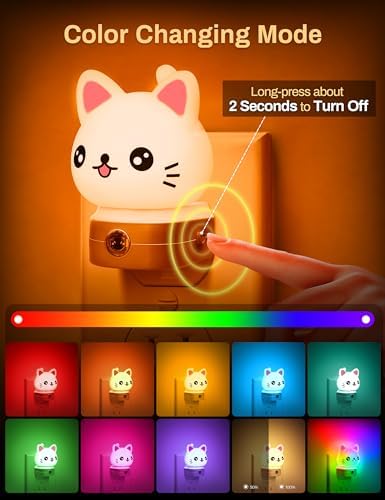 DORESshop Cat Night Lights Plug Into Wall [2 Pack],Cute Kids Night Light