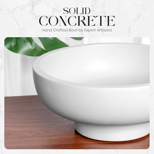 Concrete Fruit Bowl – Large Decorative Pedestal Bowl for Kitchen Counter, Entryway, or Coffee Table – Modern Catch – All Key Bowl – Heavyweight Centerpiece for Home Decor (Stone Grey)