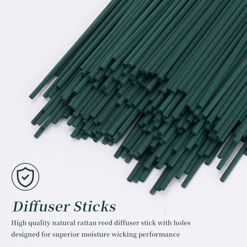 10inch Mystical Forest Green Reed Diffuser Sticks – 60Pcs Fiber Reed Diffuser Sticks for Aromatherapy Oil, Long-Lasting Scent Throw in Home, Bedroom & Office