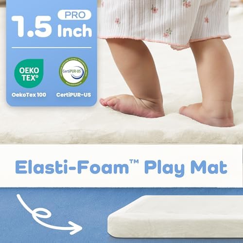 1.5" Thick Baby Play Mat for Floor, 59x79 Large Memory Foam Tummy Time Mat