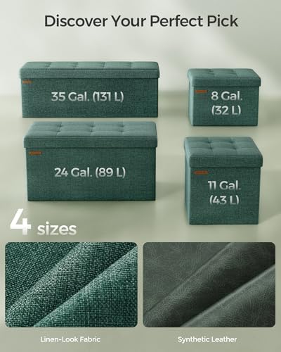 SONGMICS 43.3 Inches Folding Storage Ottoman Bench, Load 660 lb