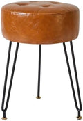 IBUYKE Makeup Vanity Stool, Faux Leather Round Chair, Light Brown LG-31J