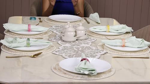 CLEENTABLE Beaded Round Placemat, Glass Bead, 13 in, 1-Pack