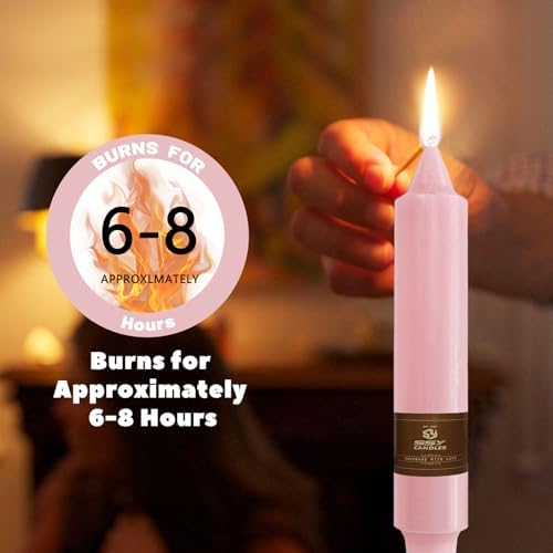 NJAO HOO Pink Short Taper Candle 7 Inch Candlesticks Unscented Dripless Tapered Candle Set for Home Decor Wedding Party Dinner Candles, 4 Pack
