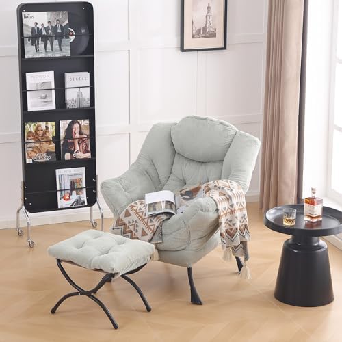 LITA Lazy Chair with Ottoman, Comfy Accent Reading Chair