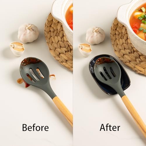 Ceramic Spoon Rest for Stove Top, Spoon Holder for Kitchen Counter