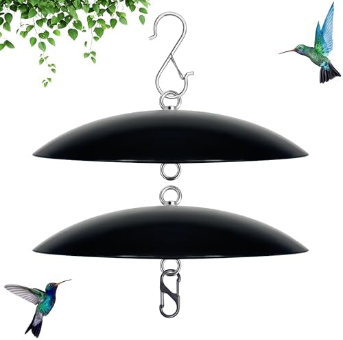 10" Mini Bird Feeder Rain Guard, Hummingbird Feeder Shade Dome Cover, for Small Feeders, Works with Ant Guards (Black), 2 Pack