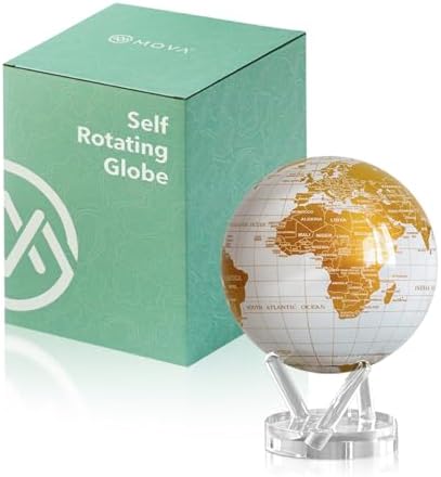 MOVA Self Rotating Globe, Pearl White and Gold Prestige (8.5")