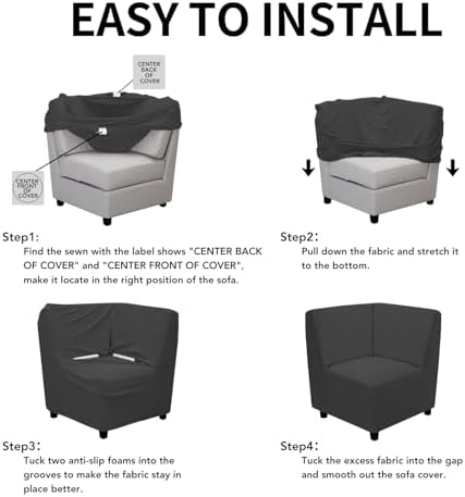 Easy-Going Stretch Soft Sectional Corner Sofa Couch Slipcover Dark Gray