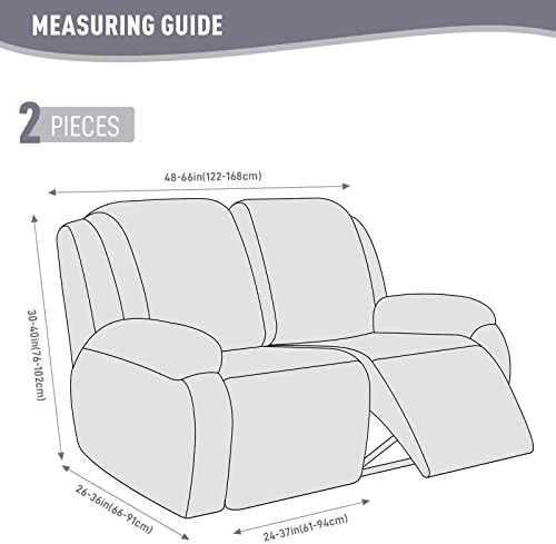 KinCam Recliner Covers, Stretch Reclining Chair Covers, Recliner Sofa Slipcovers Stripe Jacquard Recliner Couch Covers Furniture Protector Covers for Pet Kid (2 Seater, Silver Gray)