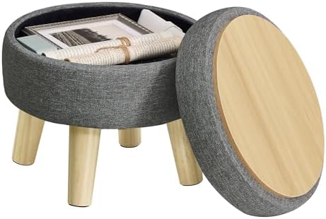 SONGMICS Foot Stool Ottoman, Small Storage Ottoman with Legs, 12.2 Inches