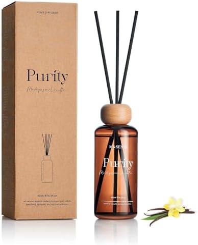 M&SENSE Reed Diffuser, Madagascar Vanilla, 6.3 oz Natural Essential Oil