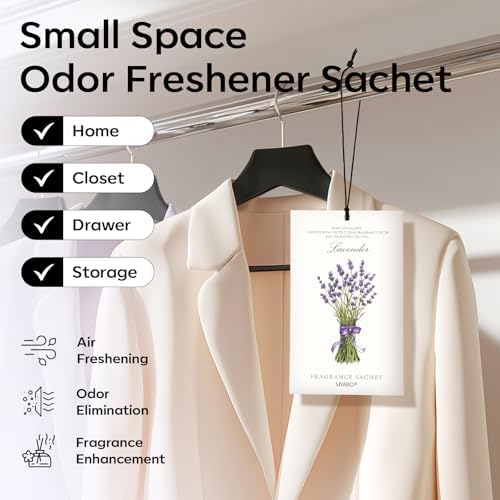 MYARO 12 Pack Lavender Scented Sachets, Closet Deodorizer Car Air Freshener