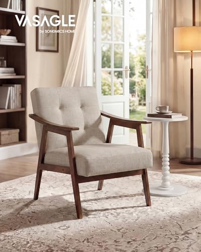 VASAGLE Accent Chair, PU Leather Armchair, Button Tufted, Thick Cushion