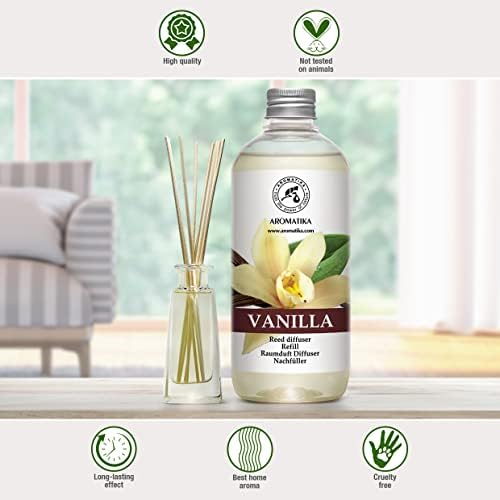 Vanilla Reed Diffuser Refill with Natural Vanilla Essential Oil – 17 Fl Oz – Fresh, Long-Lasting Fragrance for Aromatherapy, Home, Office & Spa