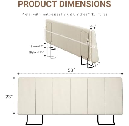 Full Size Headboard Only-No Assembly Required, Beige