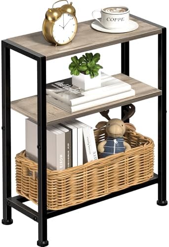 Narrow Side Table, 2-Tier Small End Table, Slim Nightstand
