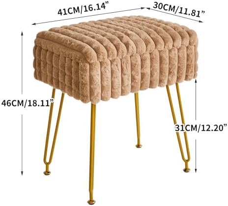 IBUYKE Rectangle Vanity Chair Ottoman, Footrest Stool, Khaki WBD004K