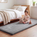 1.3" Thick Baby Play Mat for Floor,28x72 Bedside Rugs, Non-Slip, Light Grey