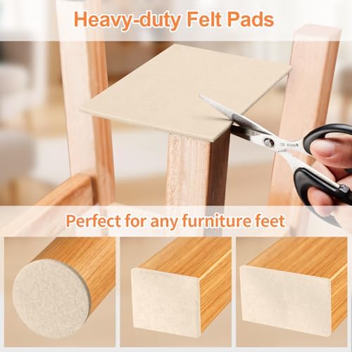 Felt Furniture Pads 300 Pieces, Furniture Pads for Hardwood Floors Beige
