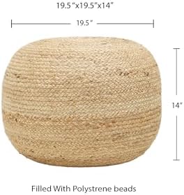 · REDEARTH · Jute Pouf Ottoman - Circular Boho Foot Stool - Jute Natural