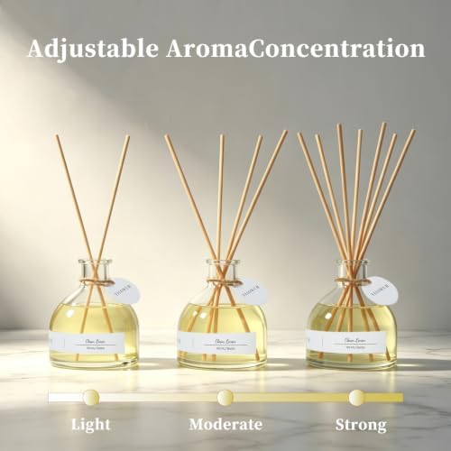 Reed Diffuser for Home Bathroom, 150ml Linen Scented Diffuser with Sticks, Long Lasting Citrus Fragrance Air Freshener for Bedroom Office Home Decor
