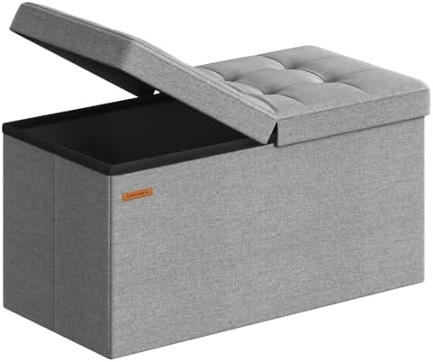 SONGMICS 30 Inches Storage Ottoman, Foldable Bench with Flipping Lid