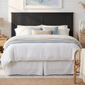 ComfIQ Serene Wood Panel Headboard with Chevron Scoring, Queen, Black