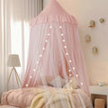 Pink Girls Bed Canopy,Star‑Light Double‑Layer Mosquito Net,Reading Nook