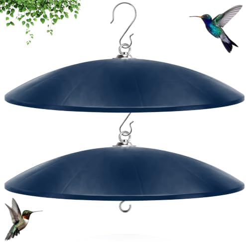 19.25-Inch Extra Large Squirrel Baffle,Hummingbird Feeder Shade Dome Cover, Bird Feeder Rain Guard, Hanging Squirrel Proof for Shepherd's Hook Outdoors (Blue) 2 Pack