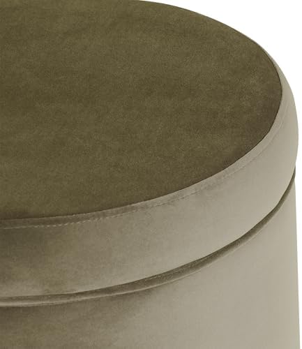 HomePop Home Decor | Upholstered Round Storage Ottoman | Ottoman with Storage for Living Room & Bedroom, Light Sage Green Velvet Large