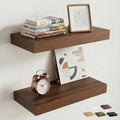 16 Inch Floating Shelves for Wall, 8"D Wood Storage Shelves, Walnut Finish