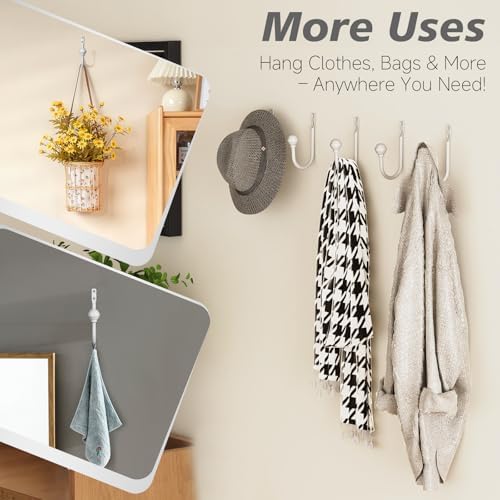 Hion Curtain Holdbacks White 6pcs, Curtain Tiebacks Wall Mounted Hooks