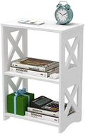 3-Tiers Narrow Side Table, Slim Nightstand Bedside Table, Small Bookshelf