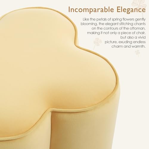 Yellow Velvet Ottoman, Small Vanity Stool, Modern Ottoman Stool
