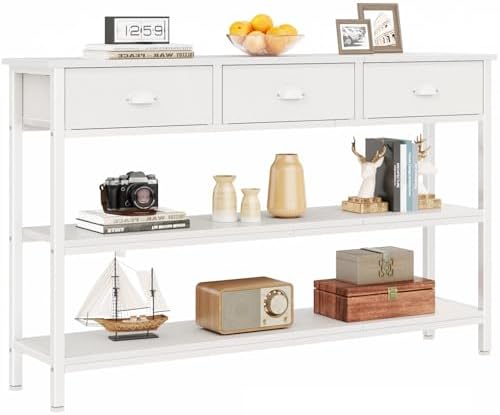 Furologee 47" Console Table with 3 Drawers,Entryway Table with Wooden Shelf