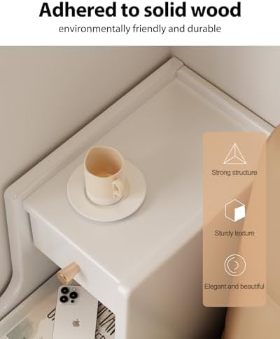 Solid Wood Narrow Nightstand with 3 Drawers,Modern White,Fully Assembled