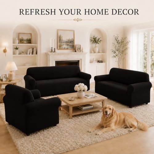 3Pcs Sofa Cover Stretch Soft with Non-Slip Foam and Elastic Bottom