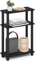 Furinno Turn-N-Tube Narrow Side Table, 3-Tier Rectangular Modern End Table with Storage Shelf, Slim Toolless Assembly Nightstand, Night Stand, Bedside Table, for Living Room, Bedroom, Espresso
